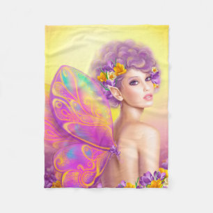 Couverture Polaire Belle fille papillon fée