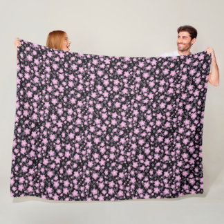 Couverture Polaire Belle Fleur de cerise rose noire mignonne