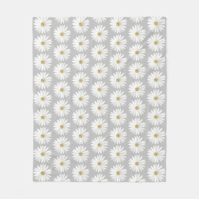 Couverture Polaire Belle Fleur marguerite sur gris clair (Devant)