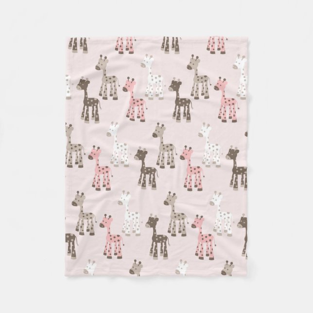 Couverture Polaire Belle girafe de roses pâles (Devant)