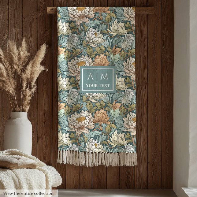 Couverture Polaire Belle impression botanique personnalisée de style  (Lovely Morris style personalized botanical print Fleece Blanket)