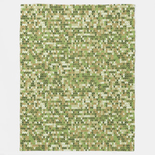 Couverture Polaire Belle motif en tricot de mamie vert olive
