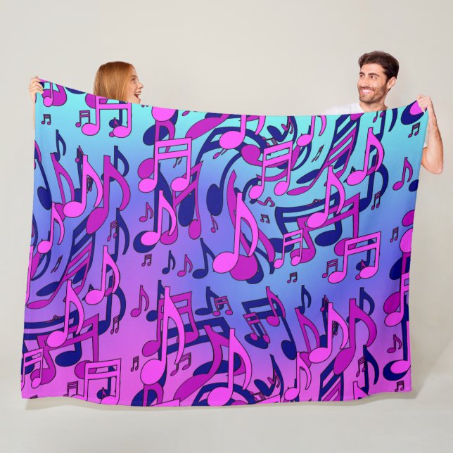 Couverture Polaire Belle Musique Aqua Bleu Rose Upbeat Chaud Fleece (En situation)