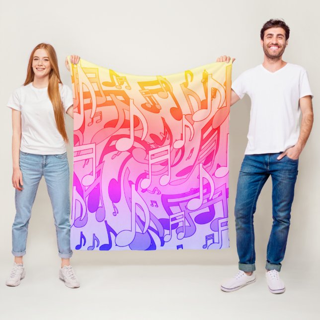 Couverture Polaire Belle musique Joyeuses couleurs vives notes musica (En situation)