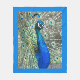 Couverture Polaire Belle Peacock Bleu avec Frontière Bleue