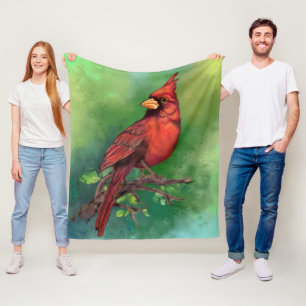 Couverture Polaire Belle peinture du Cardinal rouge du Nord 