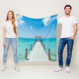 Couverture Polaire Belle promenade de bord Turquoise Water Fleece Bla