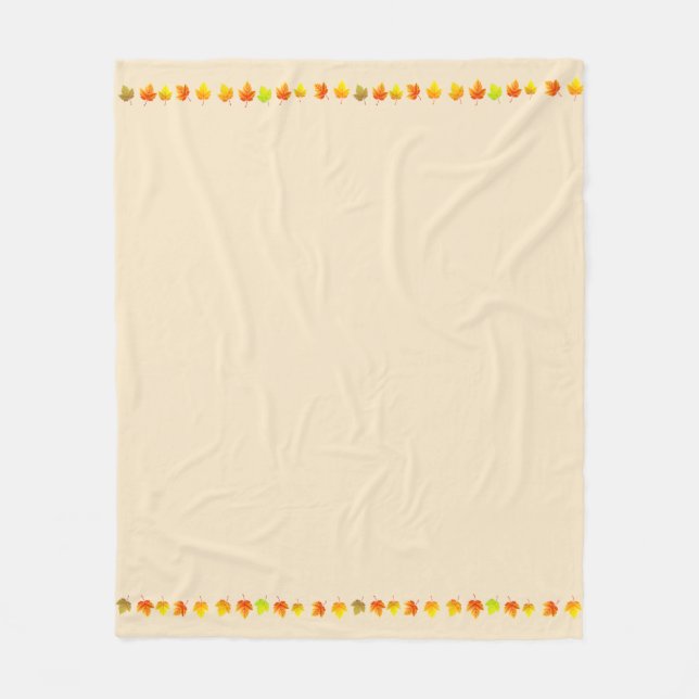 Couverture Polaire Belles feuilles d'automne sur le beige clair (Devant)