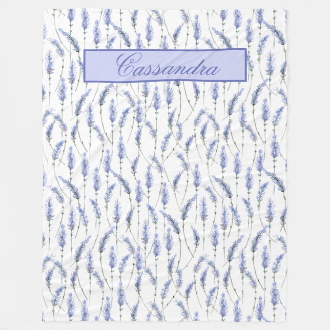 Couverture Polaire Belles taches de lavande sur blanc - Monogrammé (Devant)