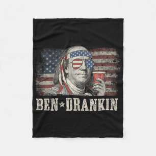 Couverture Polaire Ben Drankin Beer 4 juillet Drapeau Vintage Drôle