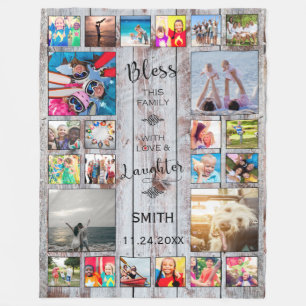 Couverture Polaire Bénissez cette famille avec amour 24 Photo Collage