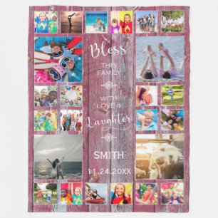Couverture Polaire Bénissez cette famille avec amour 24 Photo Collage