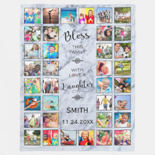 Couverture Polaire Bénissez cette famille avec amour 32 Photo Collage