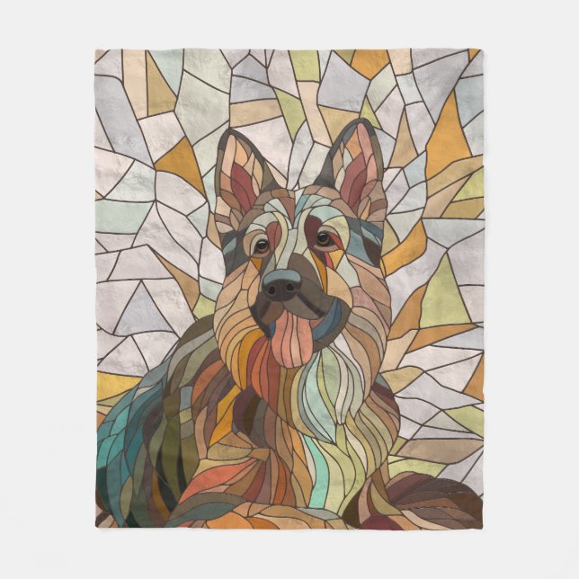 Couverture Polaire berger allemand - Art mosaïque (Devant)