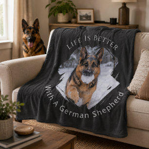 Couverture Polaire Berger Allemand GSD Photo La Vie Est Mieux Noir