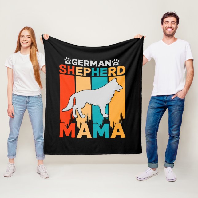 Couverture Polaire berger allemand MAMA, Brown bleu sur noir (En situation)