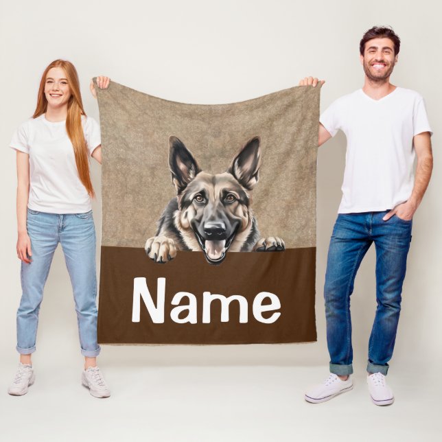 Couverture Polaire Berger Allemand Peeking Chien Chien Chien Animal (En situation)