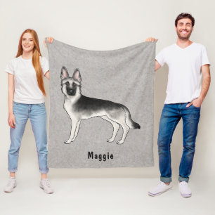 Couverture Polaire Berger Allemand Silver Sable avec texte personnali