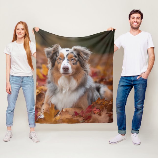 Couverture Polaire Berger australien en automne Leaves automne Inspir (En situation)