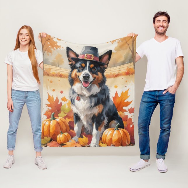 Couverture Polaire Berger Belge À L'Automne Feuille L'Art Thanksgivin (En situation)