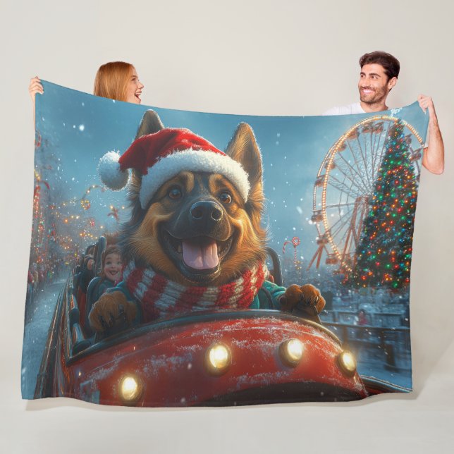 Couverture Polaire Berger belge Roller Dessous de verre Noël (En situation)