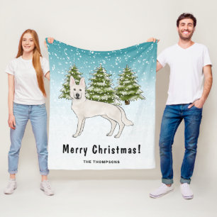 Couverture Polaire Berger Blanc Suisse Chien GSD Blanc Forêt d'hiver