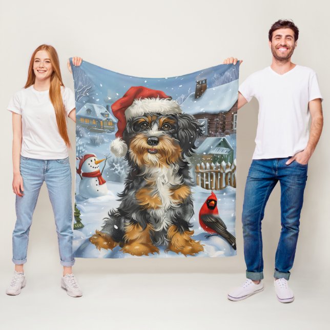Couverture Polaire Bernedoodle Chien Winter Wonderland Noël (En situation)