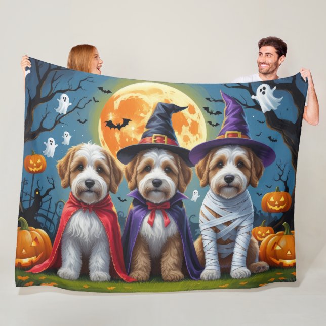 Couverture Polaire Bernedoodle Chiens Citrouille Halloween Funny (En situation)