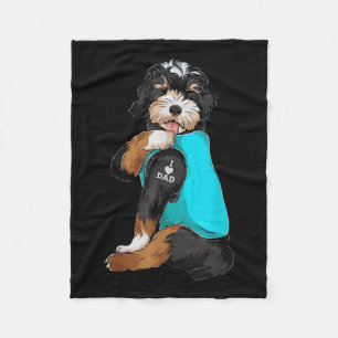 Couverture Polaire Bernedoodle I Love Papa Tattoo Apparel, Chien Papa