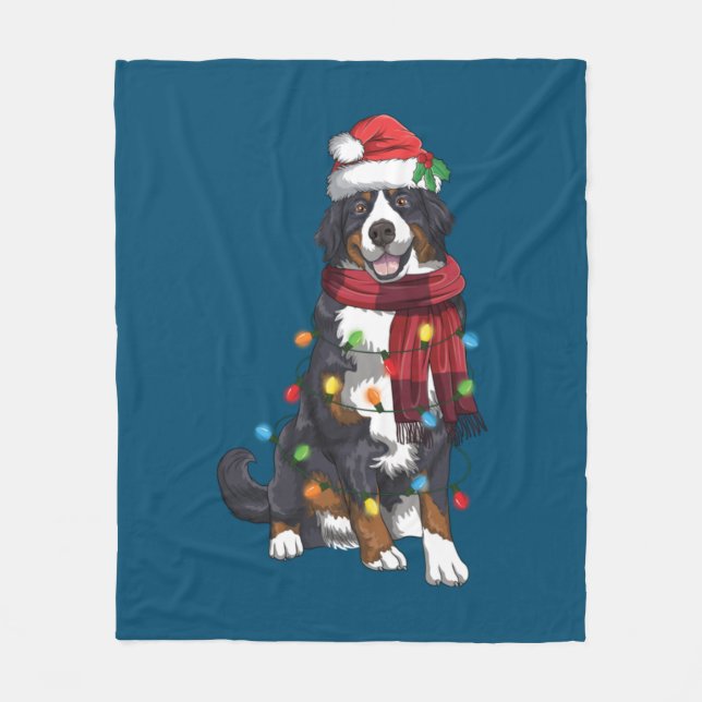 Couverture Polaire Bernese Mountain Christmas Light Funny Dog Lover (Devant)