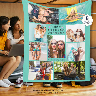 Couverture Polaire BEST AMIS Moderne pour toujours Photo Collage Mint