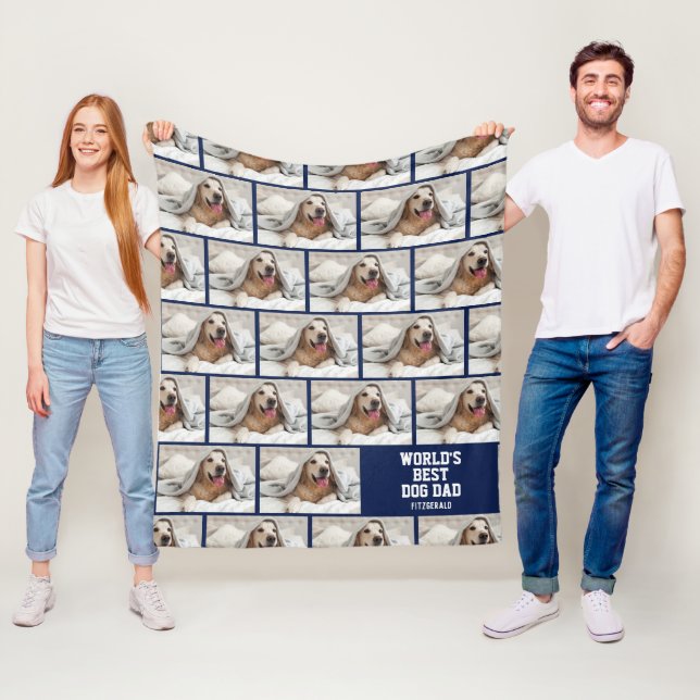 Couverture Polaire BEST CHIEN DAD Photo personnalisée (En situation)