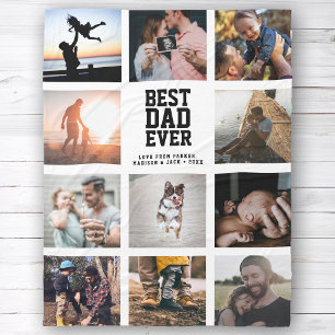 Couverture Polaire BEST DAD JAMAIS Fête des pères Collage de photos
