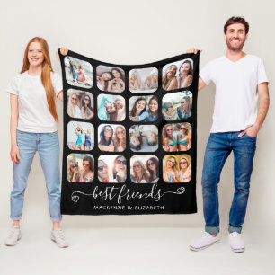 Couverture Polaire Best Friends manuscrits Script Hearts 16 Photo Fl