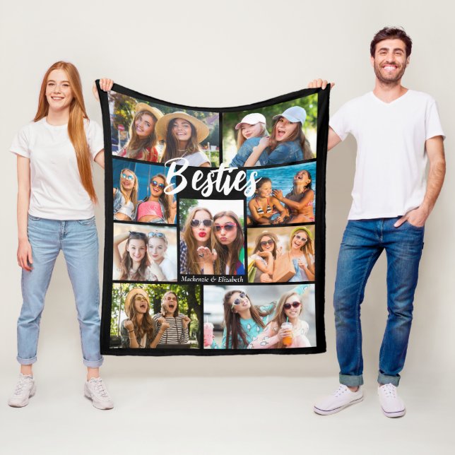 Couverture Polaire Best Friends Script BESTIES 9 Photo Collage Noms (En situation)