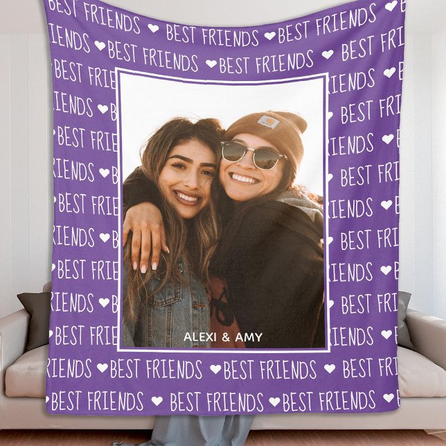 Couverture Polaire Best Friends Stlish BFF Purple W Friendship Photo (Créateur téléchargé)