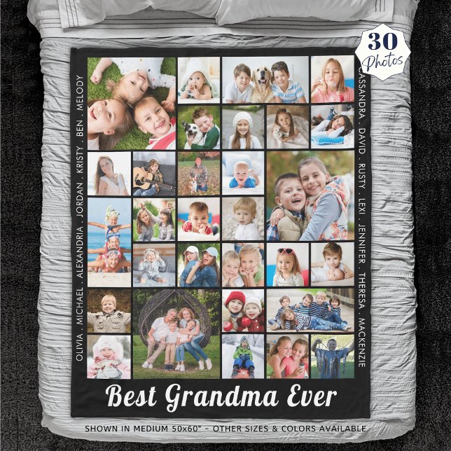 Couverture Polaire BEST GRANDMA EVER 30 Collage photo personnalisé (Créateur téléchargé)
