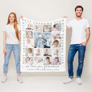 Couverture Polaire BEST GRANDMA EVER Love You 17 Photo Blanc