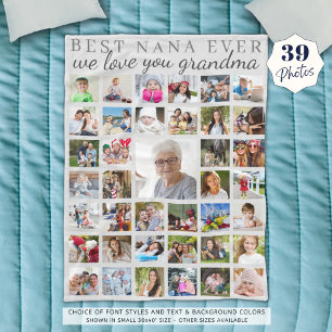 Couverture Polaire BEST NANA JAMAIS Grandma Photo Collage Gris