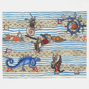 COUVERTURE POLAIRE BESTIAIRE MÉDIÉVAL, MONSTRES DE MER IMAGINAIRES AN