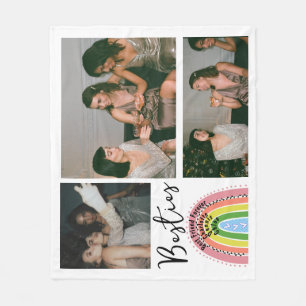 Couverture Polaire Bestie Best Friends Forever Rainbow Photo Collage
