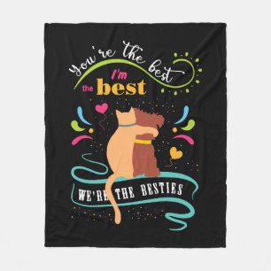 Couverture Polaire Besties Cat et Chien Drôle Citation