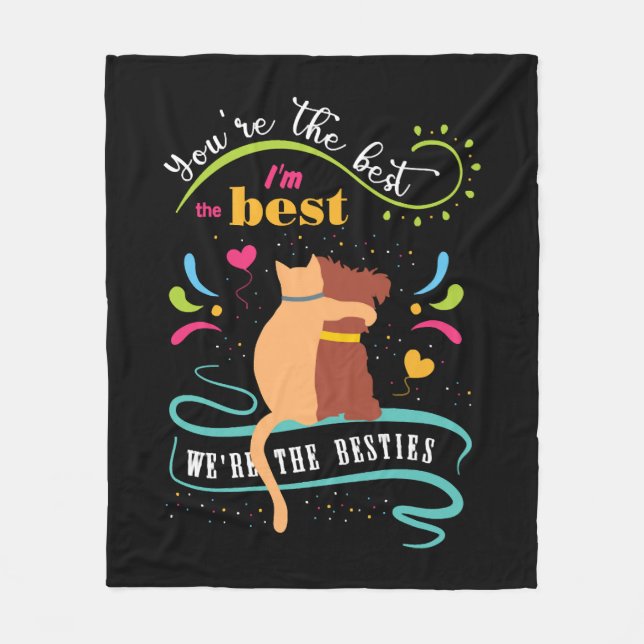 Couverture Polaire Besties Cat et Chien Drôle Citation (Devant)