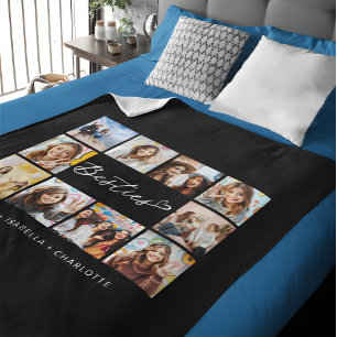 Couverture Polaire Besties Ten Photo collage moderne BBF Sleek Black