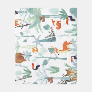 Couverture Polaire Bêtes : gribouillis de forêt tropicale.