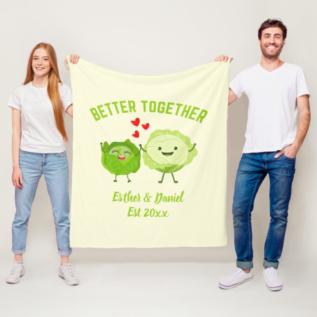 Couverture Polaire BETTER TOGETHER Cute Cabbage Valentine Couples (En situation)