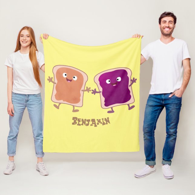 Couverture Polaire Beurre d'arachide mignonne et caricature sandwich  (En situation)