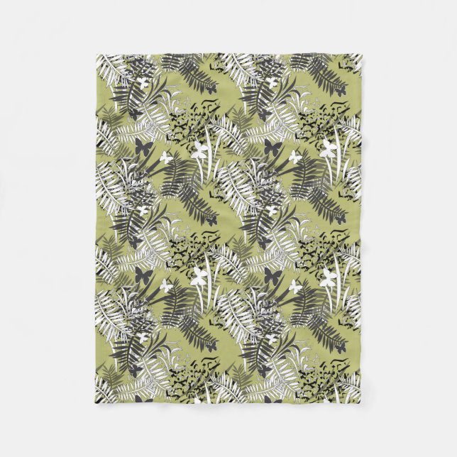 Couverture Polaire Beurre tropicale feuille de palme tropicale sans j (Devant)