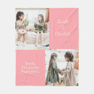 Couverture Polaire BFF personnalisé mignon deux photos rose meilleur
