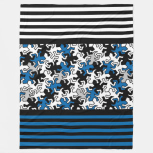 Couverture Polaire BG Stripes Motif wride noir + geckos mosaïque
